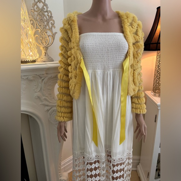 BCBGMaxAzria Cream Rabbit Fur Jacket - Picture 10 of 14